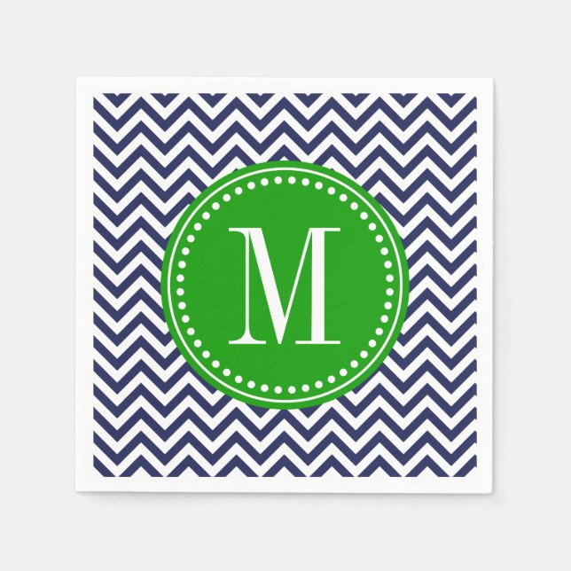 Personlig Monogram för marin Chevron Zigzag Pappersservett (Framsidan)