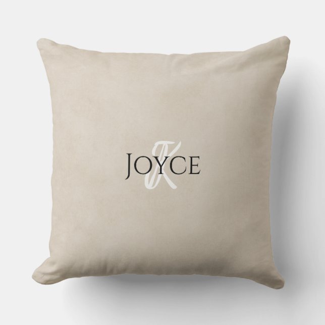 Personlig Monogram för Nautical Lighthouse Beige Kudde (Framsida)