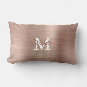 Personlig Monogram för ro Guld Brushed Metall Lumbarkudde