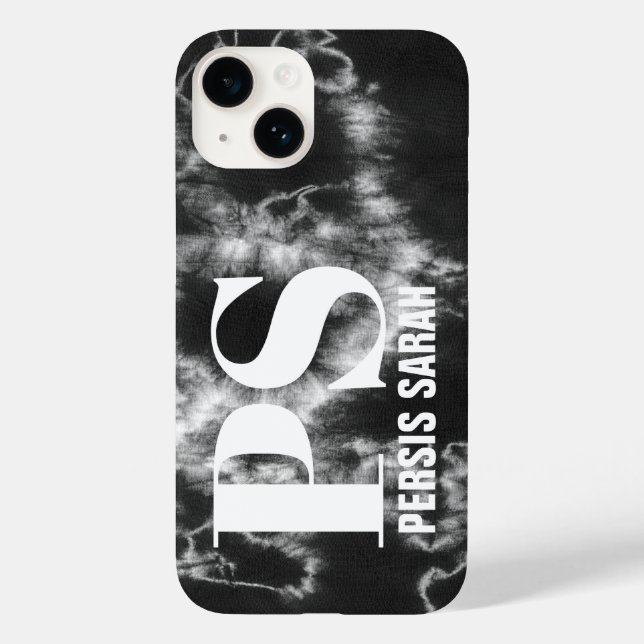 Personlig Monogram första Namn Black Tie Dye (Baksida)