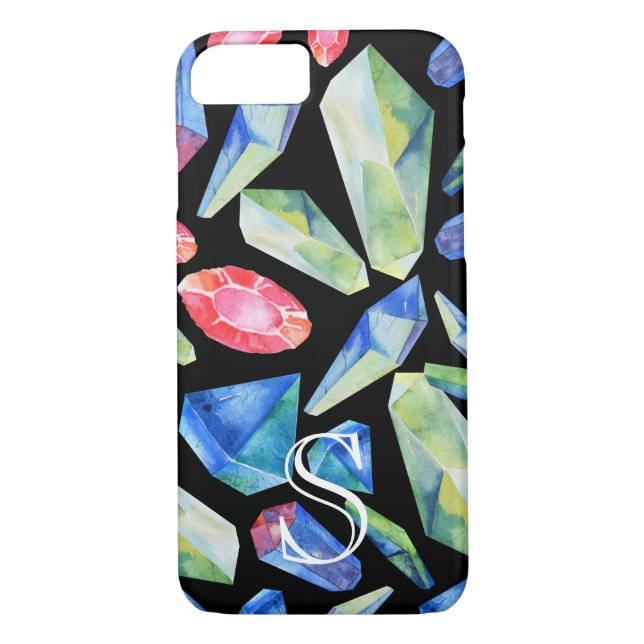 Personlig Monogram Gems Mönster Case-Mate iPhone Skal (Baksida)