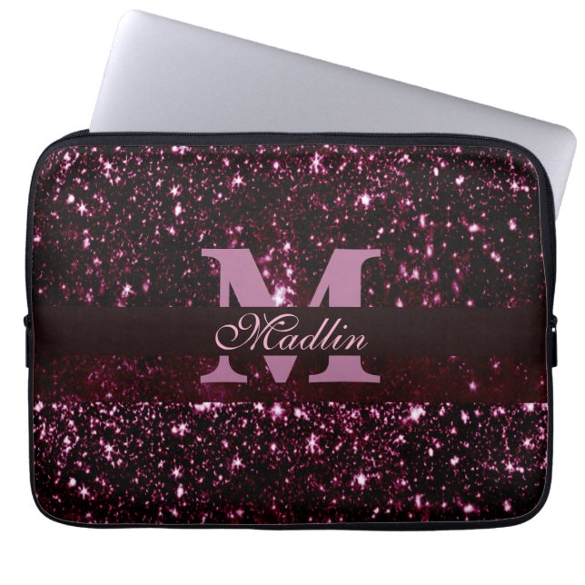 personlig monogram glitter laptop fodral (Framsidan)