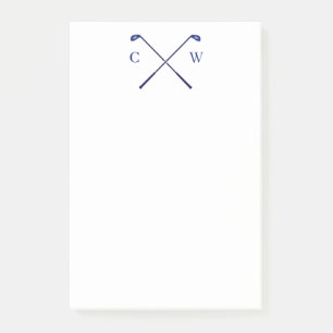 Personlig Monogram Golf Klubb Blue Post-its Post-it Block