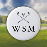 Personlig Monogram Golf-Klubbar Knapp<br><div class="desc">Anpassa monogrammet i klassisk typografi så att det skapar en unik golfgåva och håller i gång för vilken golfer som helst. Designad av Thisisnotme©</div>