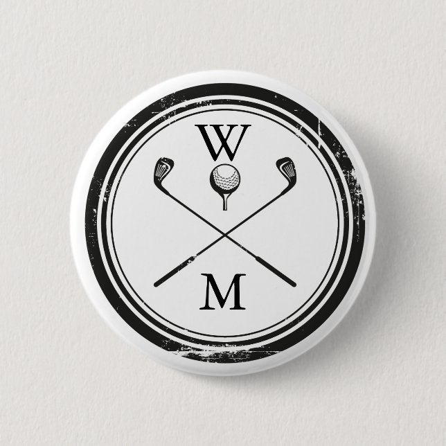 Personlig Monogram Golf-Klubbar Knapp (Framsida)