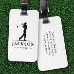 Personlig Monogram Golfer Bagagebricka<br><div class="desc">Den här designen har en golfer som växlar en klubb och har två fält som du kan använda att anpassa - kanske med ett namn och golflag eller klubb.</div>