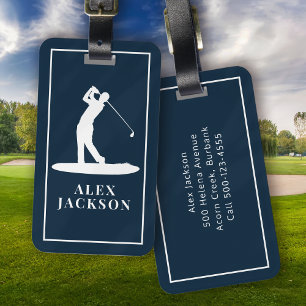 Personlig Monogram Golfer Lägg till din Logotyp Bagagebricka