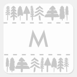 Personlig Monogram Gräs Träd Square Stickers Fyrkantigt Klistermärke