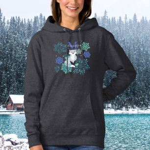 Personlig Monogram Grått Fox blue snöflingor T Shirt