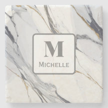 Personlig Monogram Grått och vit marmor