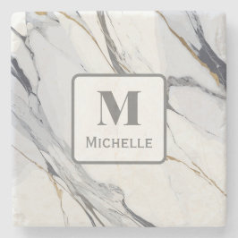 Personlig Monogram Grått och vit marmor Stenunderlägg