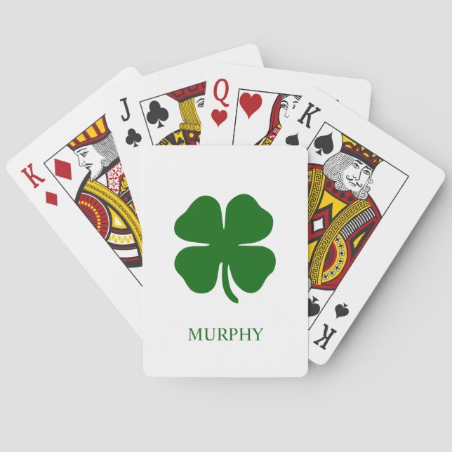 Personlig monogram grön klöver casinokort (Baksidan)