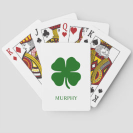 Personlig monogram grön klöver casinokort