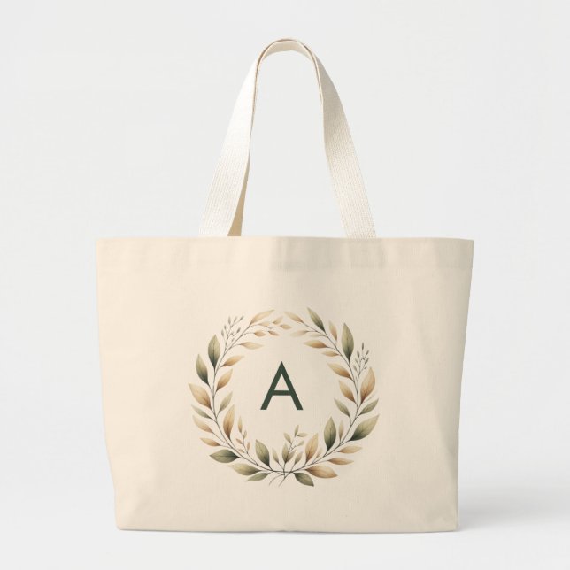 Personlig Monogram Grönt Guld utandning Tandning B Jumbo Tygkasse (Framsidan)