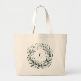Personlig Monogram Grönt Löv Tote Bag Jumbo Tygkasse