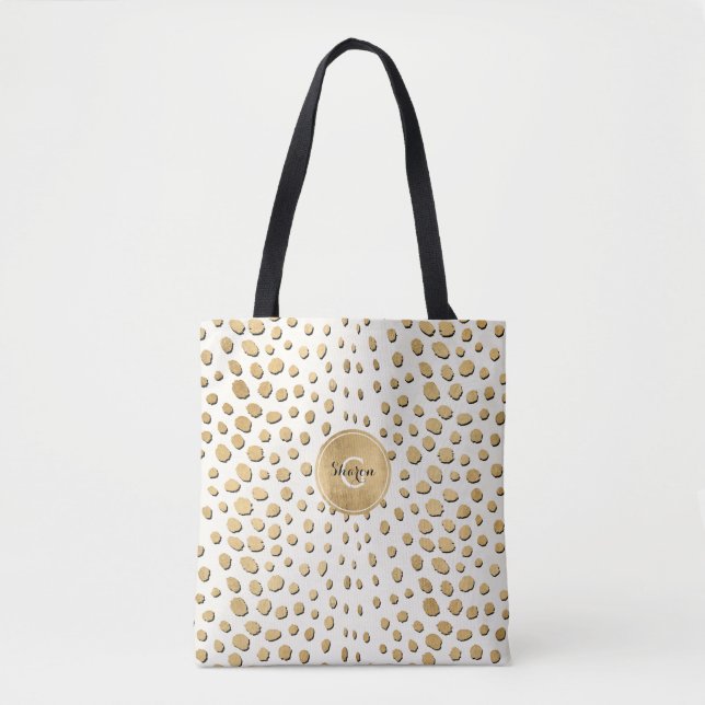 Personlig Monogram Guld Cheetah Animal Print Tygkasse (Framsida)