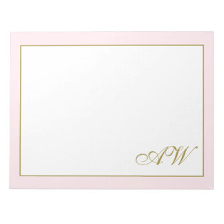 Personlig Monogram Guld Kalligrafi Pastell Rosa Anteckningsblock