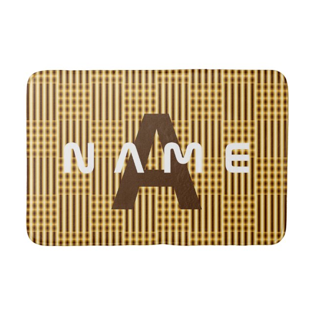Personlig Monogram Guld Luxury Elegant Abstrakt Badrumsmatta (Framsidan)