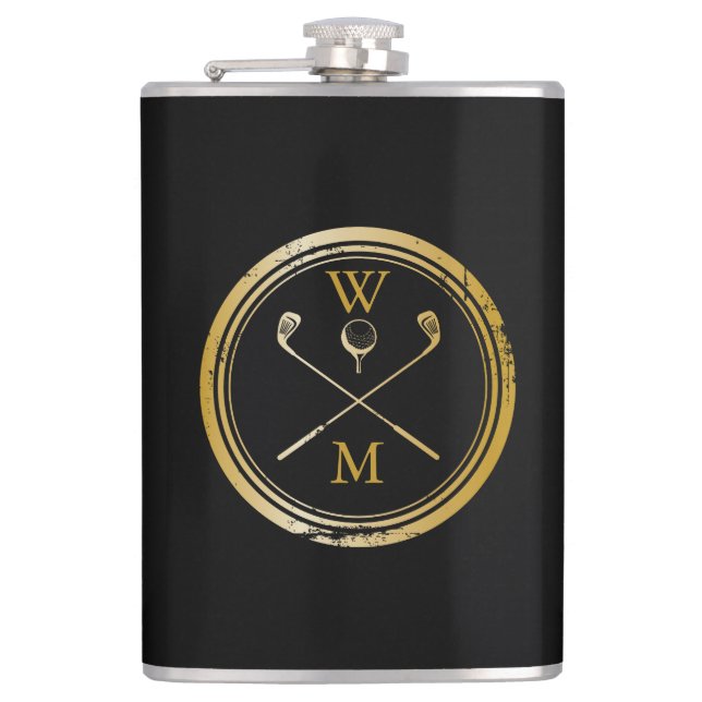 Personlig Monogram Guld och svart Fickplunta (Framsidan)