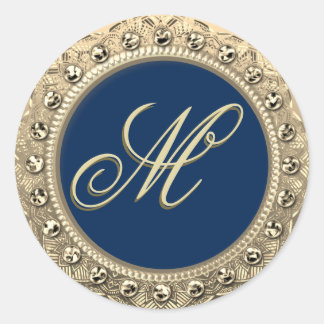 Personlig Monogram Guld säl Runt Klistermärke
