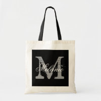 Personlig monogram-handväska | svart och vit
