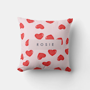 Personlig Monogram Heart Lolipop Cute Girly Kudde