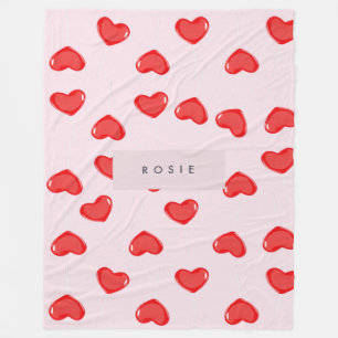 Personlig Monogram Heart Lolipop-Valentineser Fleecefilt