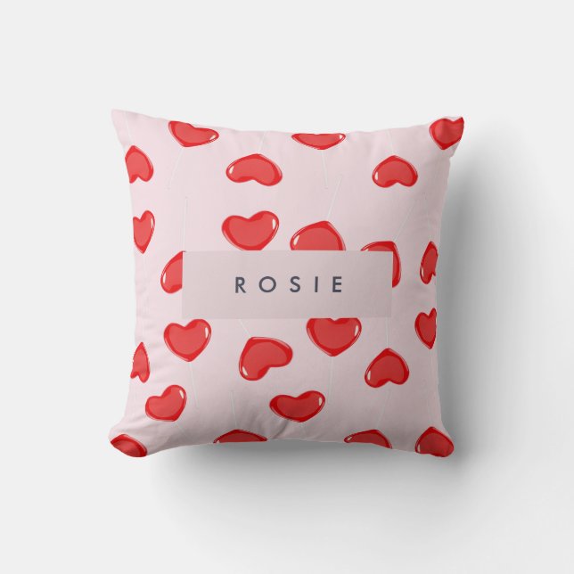 Personlig Monogram Heart Lolipop-Valentineser Kudde (Framsida)