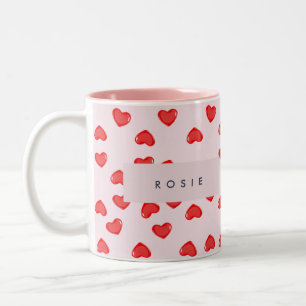 Personlig Monogram Heart Lolipop-Valentineser Två-Tonad Mugg