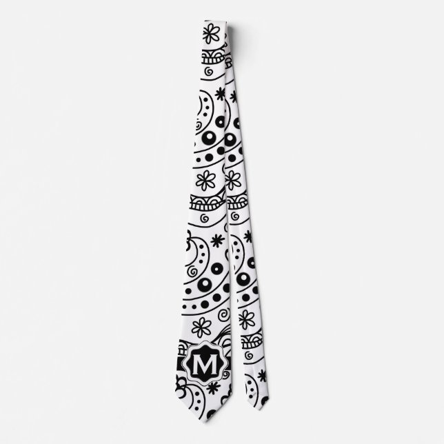 Personlig Monogram Hearts Kärlek Doodle Mönster Slips (Framsida)
