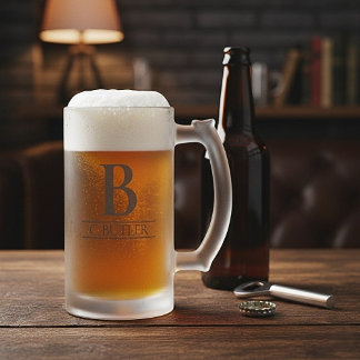 Personlig monogram initial anpassad frostat ölglas
