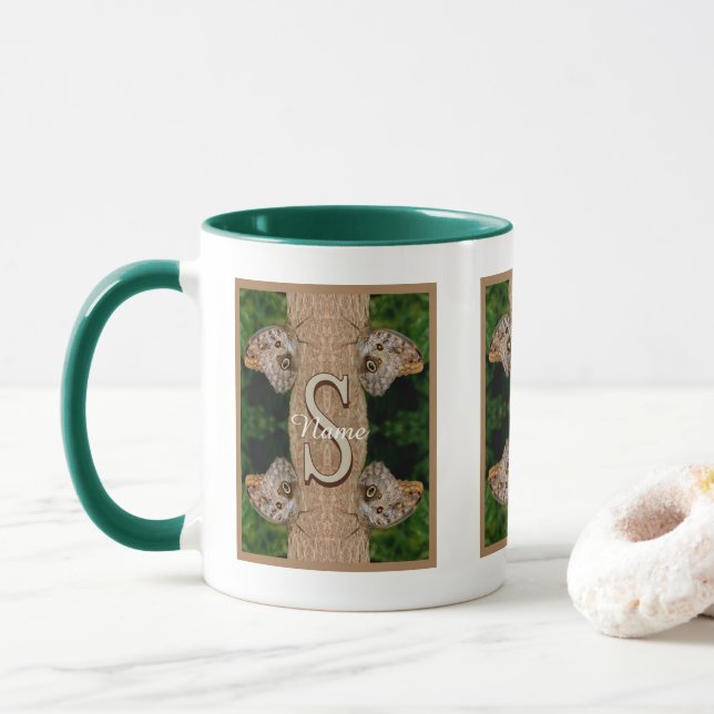 Personlig monogram initial bokstav fjärilskonst mugg (Med munk)