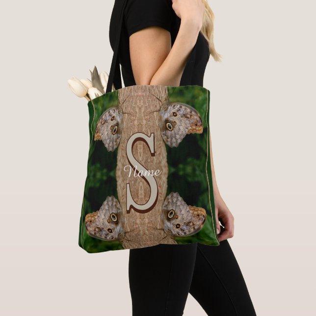 Personlig monogram initial bokstav fjärilskonst tygkasse (Närbild)