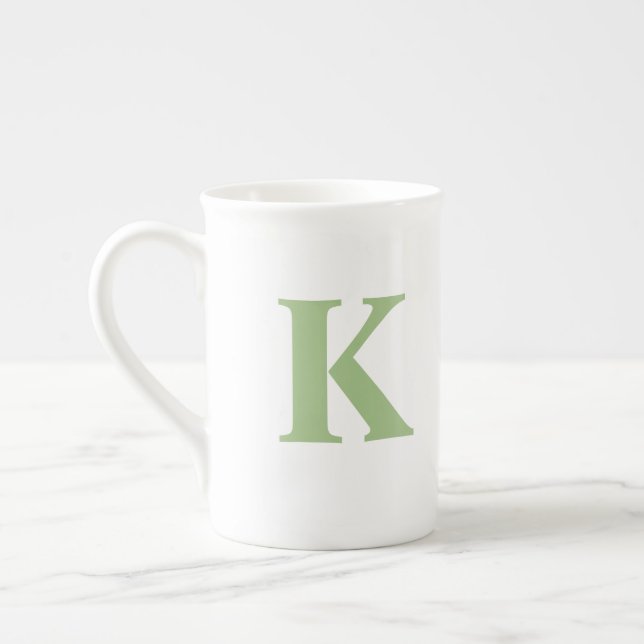 Personlig Monogram Initial Mugg Benporslin Mugg (Vänster)