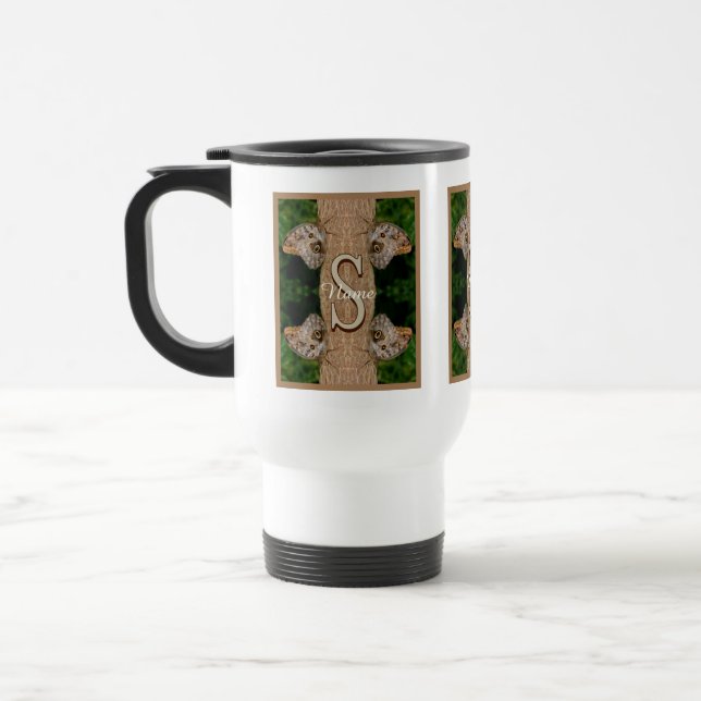 Personlig monogram initial namn Fjäril Konst Resemugg (Vänster)