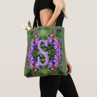 Personlig monogram initial namn fjäril konst tygkasse
