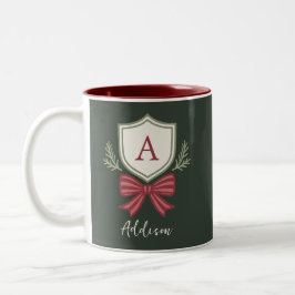 Personlig monogram initial namn slinga jul Två-Tonad mugg