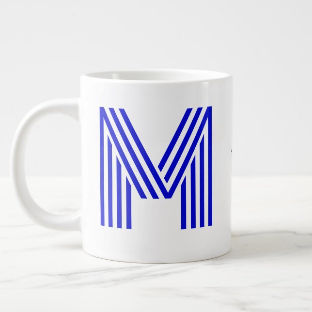 Personlig Monogram Initial & Namn | Stor Jumbo Jumbo Mugg (Vänster)