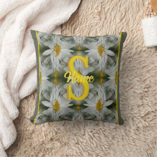 Personlig monogram initial namn Tusenskönhet konst Kudde