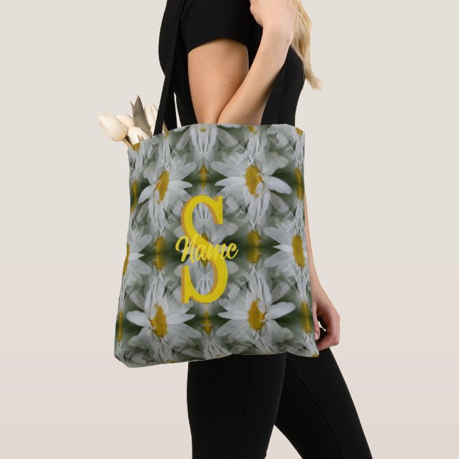 Personlig monogram initial namn Tusenskönhet konst Tygkasse (Närbild)