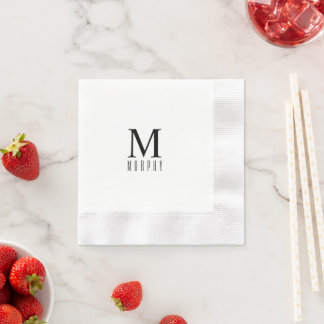 Personlig Monogram Initial och Efternamn Napkin Pappersservett