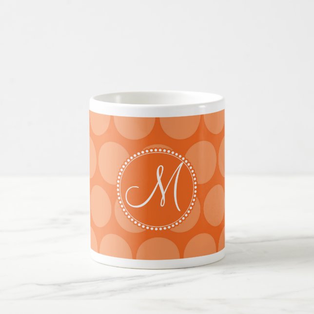 Personlig Monogram Initial Orange Polka dots Kaffemugg (Center)