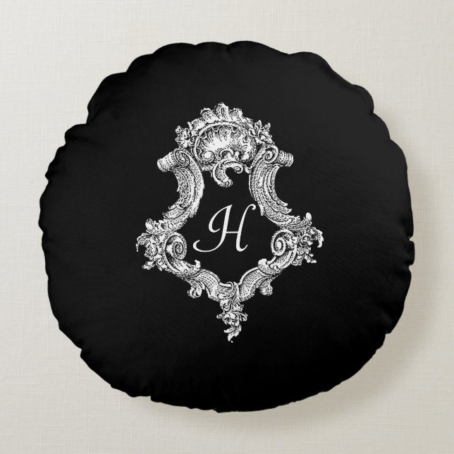 Personlig Monogram Initial Rund Kudde (Framsidan)