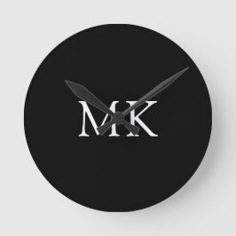 Personlig Monogram Initialer Modern Black Rund Klocka