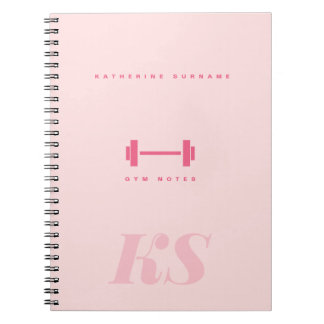 Personlig monogram initialer Rosa Gym-anteckningsb Anteckningsbok