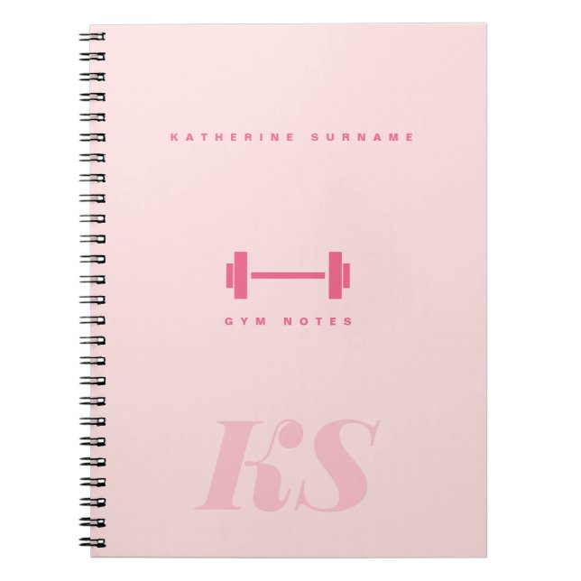 Personlig monogram initialer Rosa Gym-anteckningsb Anteckningsbok (Framsidan)