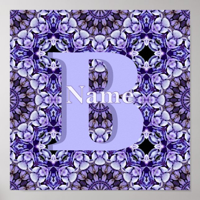 Personlig monogram initialt namn blomsterkonst poster (Framsidan)