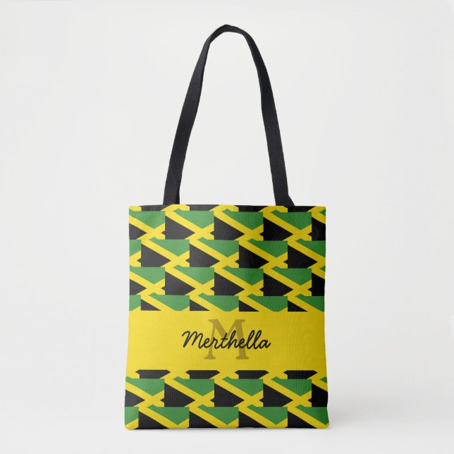 Personlig Monogram JAMAICA FLAGGA Tote Bag Tygkasse (Framsida)