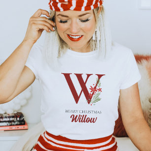 Personlig Monogram jul Namn och initial T Shirt