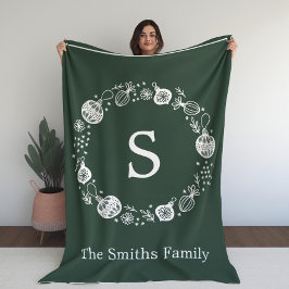 Personlig Monogram julfransens andetag Fleecefilt